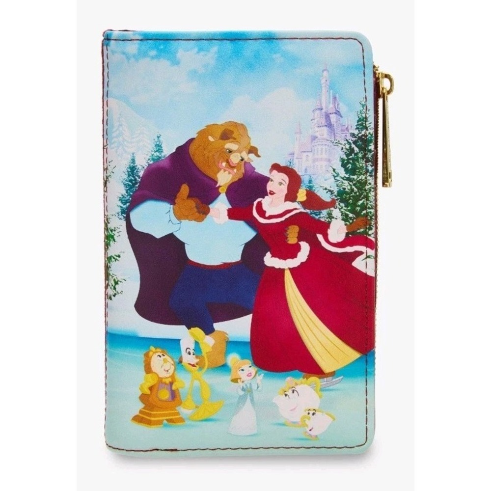 NWT Loungefly Disney Beauty‎ And The Beast Winter Ice Skating Velvet Wallet
